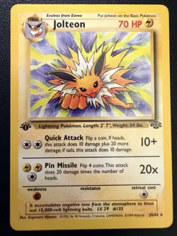 Jolteon 20/64 Jungle Set Non-Holo Rare Card 1st Edition WOTC Pokemon TCG - Image 1