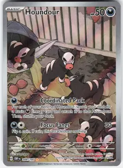 Pokemon Houndour 204/197 Illustration Rare Obsidian Flames Pokemon Holo NM - Image 1