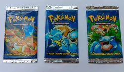 Pokemon Base Set Booster Pack Art Set x3 Charizard Blastoise Venusaur Sealed - Image 1