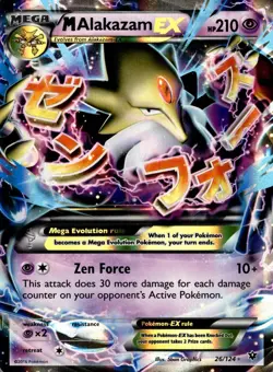 M Alakazam EX 26/124 Holo EX Rare Fates Collide Pokemon Near Mint - Image 1