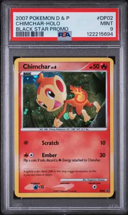 2007 POKEMON DIAMOND & PEARL BLACK STAR PROMO #DP02 CHIMCHAR-HOLO PSA 9 - Image 1