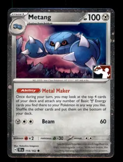 Metang 114/162 Prize Pack Series Cards Pokemon Cosmos Holo NM - Image 1