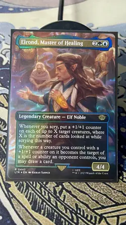 Elrond, Master of Healing - BORDERLESS FOIL - LOTR LTR 447 - Rare - NM - Image 1