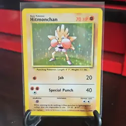Pokemon TCG Hitmonchan 7/102 Unlimited Holo Rare Base Set MP - Image 1