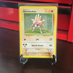 Pokemon TCG Hitmonchan 7/102 Unlimited Holo Rare Base Set MP - Image 2