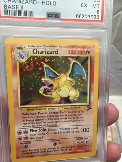 2000 POKEMON BASE SET 2 #4 CHARIZARD-HOLO PSA 6 HUGE SWIRL 💎🔥 - Image 2
