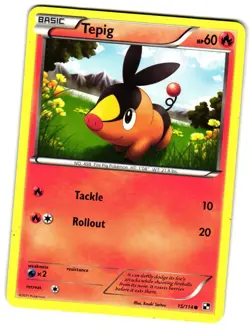 Pokemon Black and White Tepig (15) #15/114 Common Lightly played - Image 1