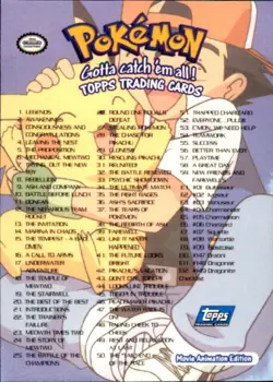 1999 Topps Pokemon the First Movie Checklist - Image 2
