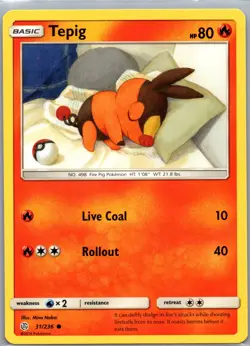 Pokemon Tepig SM - Cosmic Eclipse 31/236 Near Mint - Image 1