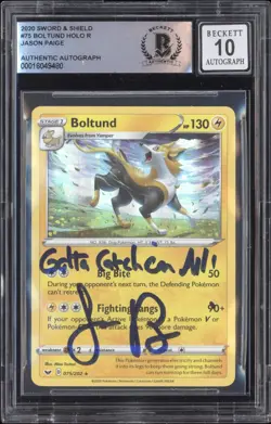 2020 Pokemon Sword & Shield #75 Boltund Jason Paige Signed BGS 10 Auto - Image 1