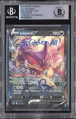 2022 Pokemon SWSH Chilling Reign #104 Liepard Jason Paige Signed BGS Auth Auto - Image 1