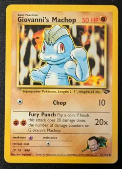 Giovanni's Machop 72/132 Common Gym Challenge Pokemon Unlimited MP - Image 1