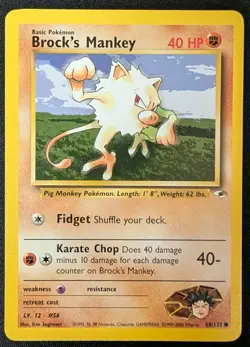 Pokemon TCG Brock's Mankey Gym Heroes 68/132 Regular Unlimited Common LP - Image 1