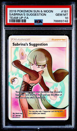 2019 #181 Full Art / Sabrina's Suggestion Pokemon Sun & Moon Team Up PSA 10 - Image 1