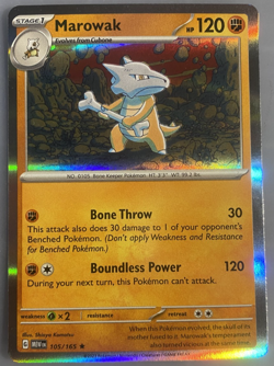Marowak 105/165 Rare Holo | S&V 151 | Pokemon TCG Near Mint/Mint English 2023 - Image 1
