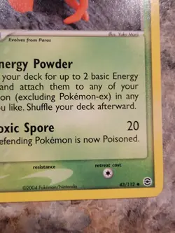 Parasect Energy Powder Toxic Spore Pokemon Nintendo Card A54 - Image 4