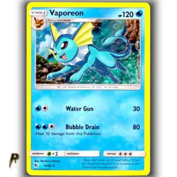 Pokemon Sun & Moon Hidden Fates Vaporeon 18/68 Holo Rare Card NM - Image 1