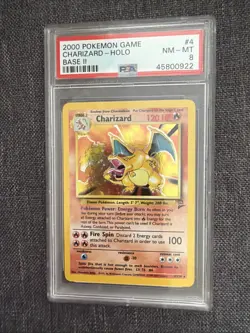 2000 Pokemon Base Set 2 Holo Charizard #4 PSA 8 - Image 1