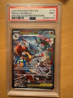 Pokemon 2025 Mega Lucario ex 179/132 Mega Evolution SIR Holo English PSA 9 - Image 1