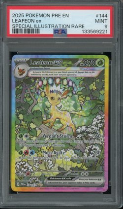 2025 Pokemon Leafeon ex 144/131 Prismatic Evolutions SIR PSA 9 MINT - Image 1