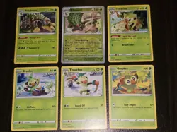 6 Grookey, Thwackey & Rillaboom Pokemon Cards LP - NM 2 Holos - Image 1