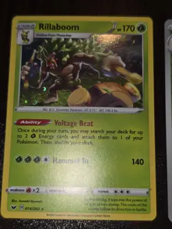 6 Grookey, Thwackey & Rillaboom Pokemon Cards LP - NM 2 Holos - Image 3