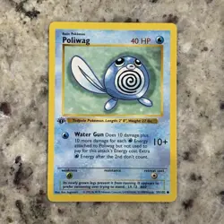 Pokemon TCG Poliwag 59/102 Base Set Shadowless 1st Ed Common Regular 1999 40HP - Image 1