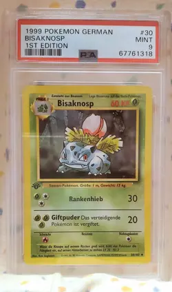 1999 Pokemon German Bisaknosp Ivysaur 1st Edition #30 PSA 9 MINT - Image 1