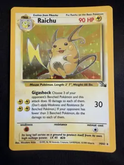Pokemon Pokemon TCG Raichu (14) 14/62 Fossil Holo Rare HP - Image 1