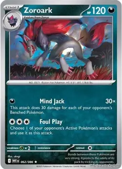 Zoroark 062/086 SV: White Flare Reverse Holofoil Pokemon (NM) - Image 1