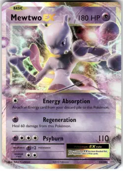 Mewtwo EX 52/108 Holo EX Rare Evolutions Pokemon Moderately Played - Image 1