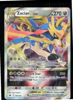 Zacian VSTAR 096/159 Holo VSTAR Rare Crown Zenith Pokemon Near Mint - Image 1