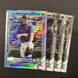 2021 Bowman Chrome 1st Sky Blue Refractor Rockies Hunter Goodman + Base Lot - Image 1