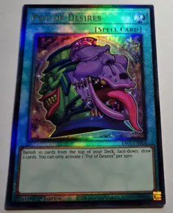 Yugioh! Pot Of Desires 1st Ed. english RA01-EN056 Prismatic Ultimate Rare 25th - Image 1
