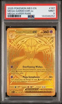 2025 POKEMON MEGA EVOLUTION #187/132 GARDEVOIR EX GOLD MEGA HYPER RARE PSA 9 - Image 1