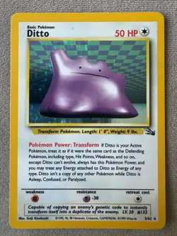 Pokemon DITTO 3/62 Fossil Set Holo Rare Vintage Card WOTC - LP - Image 1