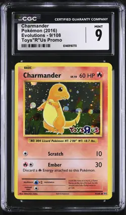 CGC 9 MINT Charmander 9/108 Evolutions Toys"R"Us Promo Pokemon Card - Image 1