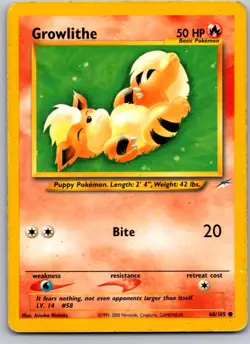 GROWLITHE 68/105 N4 NEO DESTINY UNLIMITED POKEMON CARD TCG HP 2002 - Image 2