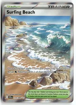 Surfing Beach 114/086 Ultra Rare Chaos Rising Pokemon Holo Near Mint - Image 1