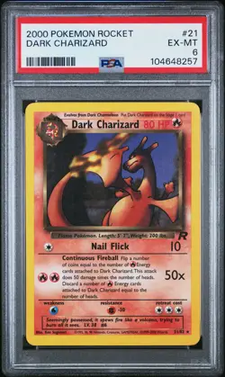 2000 Pokemon Rocket #21 Dark Charizard PSA 6 - Image 1