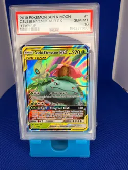 2019 Pokemon Sun Moon Team Up Celebi Venusaur GX #1/181 PSA 10 - Image 1