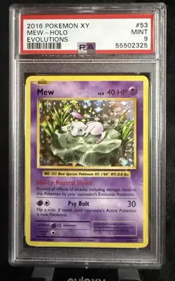 Pokemon Mew 53/108 Holo Rare XY Evolutions PSA 9 Mint - Image 1