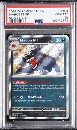 2024 POKEMON PAF EN-PALDEAN FATES SHINY RARE #188 MABOSSTIFF PSA 10 - Image 1