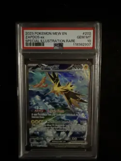 2023 POKEMON MEW EN ZAPDOS ex SPECIAL ILLUSTRATION RARE #202 PSA 10 GEM MINT - Image 1