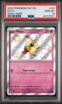 2024 POKEMON PAF EN-PALDEAN FATES SHINY RARE #151 NATU PSA 10 - Image 1