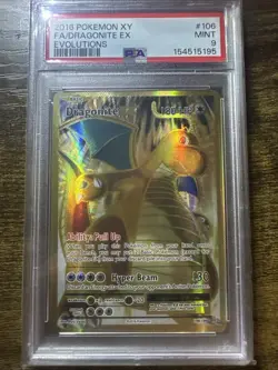 PSA 9 Dragonite EX 106/108 Ultra Rare, Evolutions, Full Art Holo Pokemon TCG, NM - Image 1