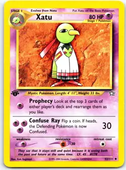 Xatu 52/111 Uncommon Neo Genesis Pokemon 1st Edition NM - Image 1