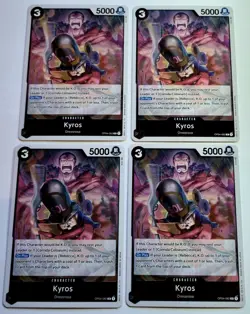 One Piece TCG Kingdoms of Intrigues OP04-082 Kyros Rare Foil playset x4 NM/M - Image 1