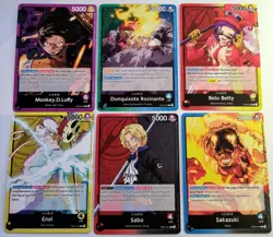 One Piece TCG 2023 OP05 English Complete Set of 6x Leader Cards - Image 1