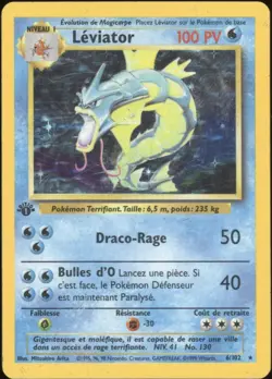 1999 Pokemon FRENCH 1st Edition Base Set Leviator-Gyarados Holo 6/102 GOOD - Image 1